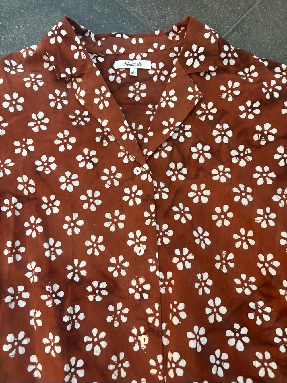 Madwell Floral Button-Up Short Sleeve Top - Brown - Picture 5 of 7